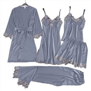Дамски дантелени сатенени секси нощни дрехи Дамски комплект пижами за домашно облекло